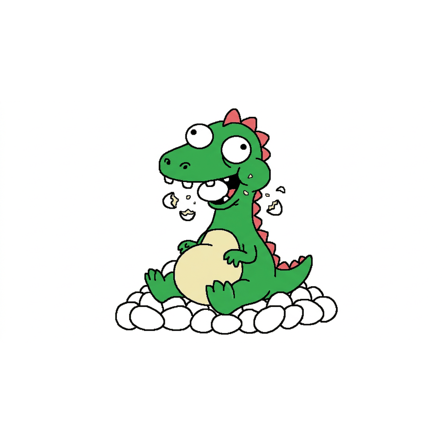 derpy dino eating eggs